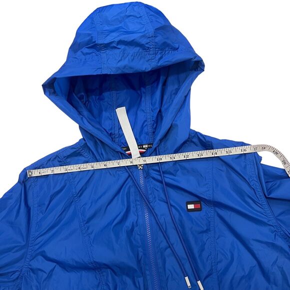 Tommy Hilfiger Blue Hooded Windbreaker | Women’s Large | Lightweight Zip Jacket - Picture 9 of 13